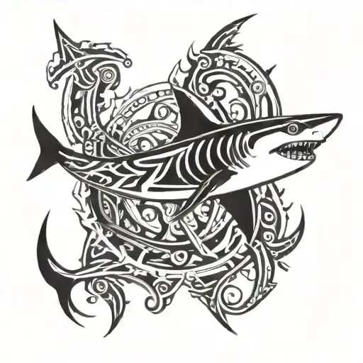 shark in anchor tattoo tattoo design idea