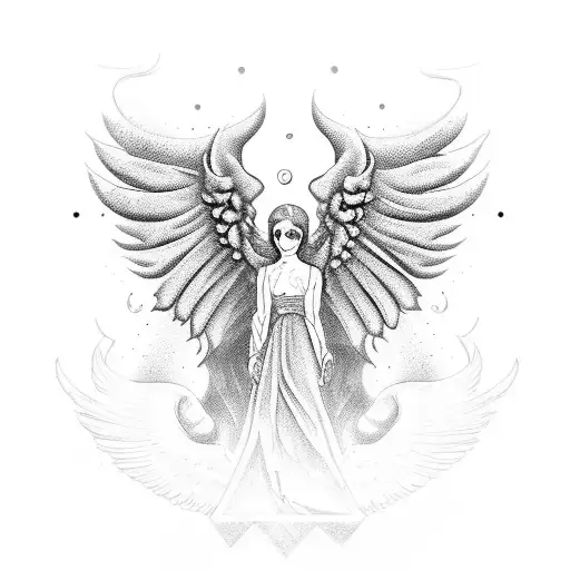 half angel and half devil statue tattoo design idea