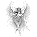 half angel and half devil statue tattoo design idea