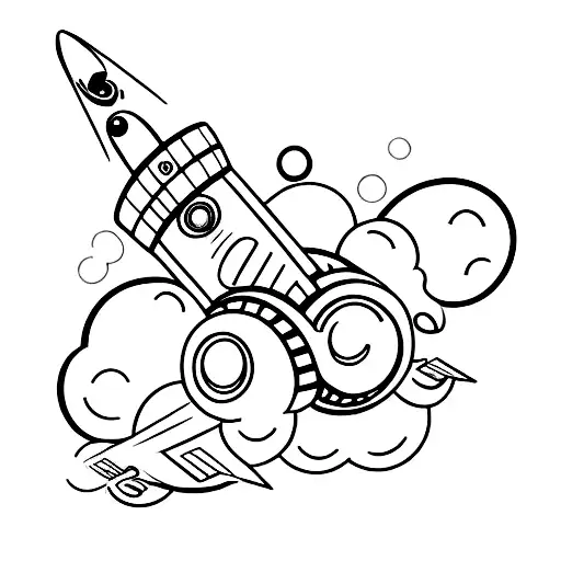 A tractor transforming into a rocket ship tattoo design idea