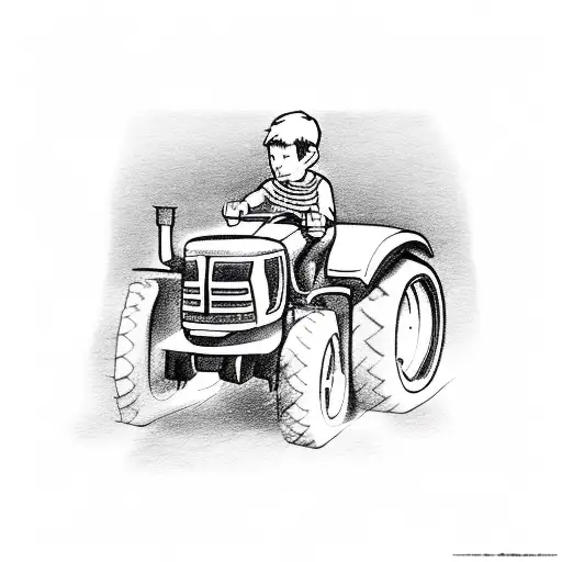 boy on a tractor tattoo design idea