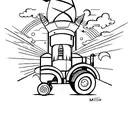 A tractor transforming into a rocket ship tattoo design idea