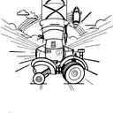 A tractor transforming into a rocket ship tattoo design idea