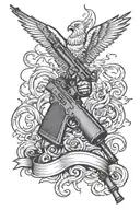 freedom standing with gun tattoo design idea