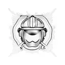 Firefighter helmet engulfed in flames tattoo design idea