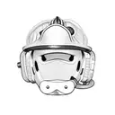 Firefighter helmet engulfed in flames tattoo design idea