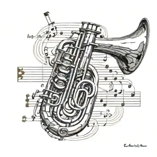 euphonium with amparito rock sheet music tattoo design idea