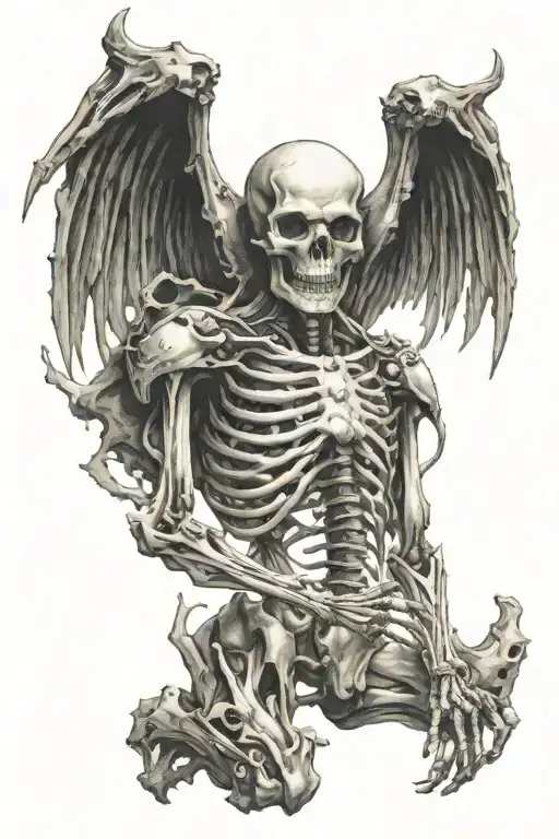 a Prometheus god split down the middle exsposing it's Skelton floating in space tattoo design idea
