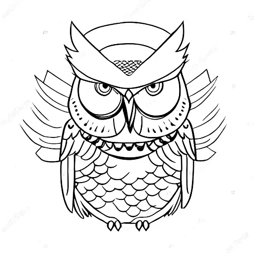 evil owl with skulls tattoo design idea