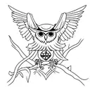evil owl with skulls tattoo design idea