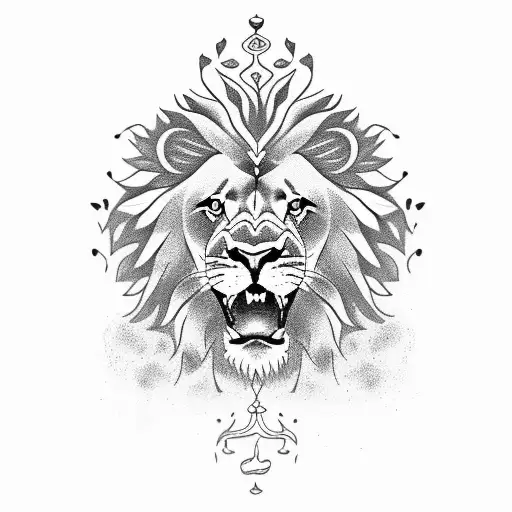 lion pride with 3 kids tattoo design idea