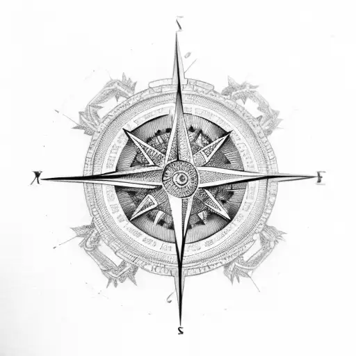 An intricate design combining a compass, sword, and binary code tattoo design idea