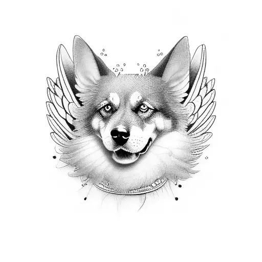 Dog angel tattoo design idea