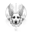 Dog angel tattoo design idea