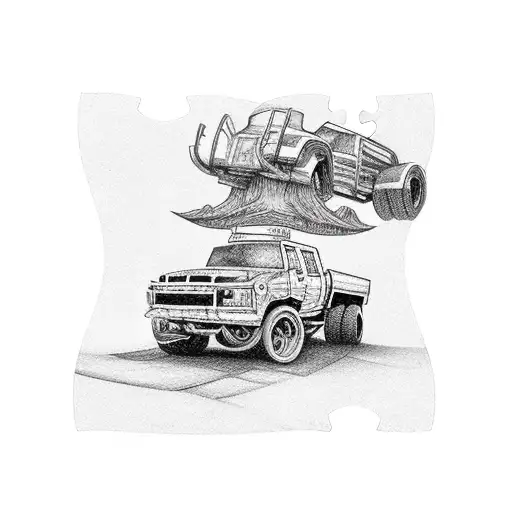 autism awareness puzzle piece with a monster truck tattoo design idea