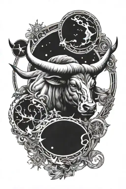 taurus alignment, taurus drawing, universe looking tattoo design idea