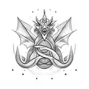 magic dragon with pentagram tattoo design idea