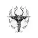 magic dragon with pentagram tattoo design idea