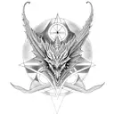 magic dragon with pentagram tattoo design idea