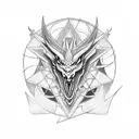 magic dragon with pentagram tattoo design idea