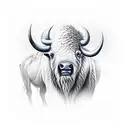 highly detailed bisonhead from front with insane realistic eyes tattoo design idea