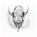 highly detailed bisonhead from front with insane realistic eyes tattoo design idea