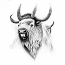 highly detailed bisonhead from front with insane realistic eyes tattoo design idea