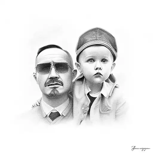 father, family, time, clouds tattoo design idea