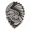 Aztec warrior with Mexican flag waving tattoo design idea