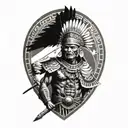 Aztec warrior with Mexican flag waving tattoo design idea