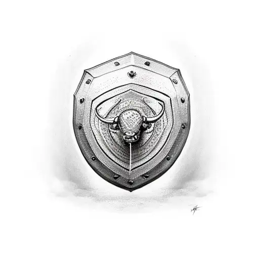 Bull fights gladiator shield tattoo design idea