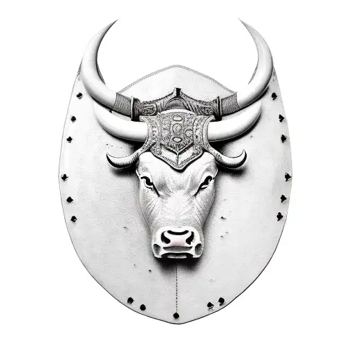 Bull breaks thru gladiator shield tattoo design idea