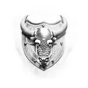 Bull fights gladiator shield tattoo design idea