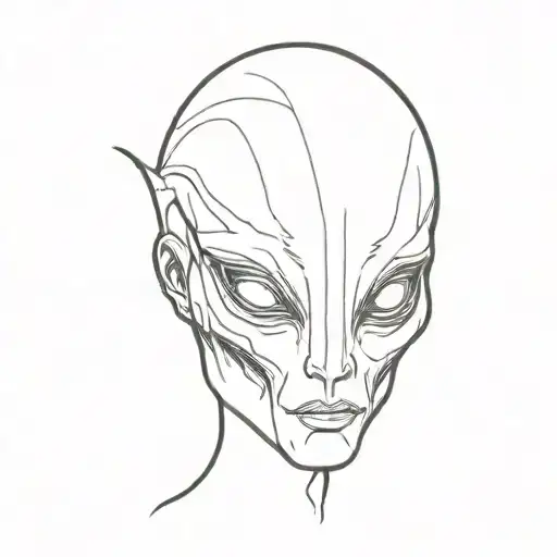 alien face tattoo design idea