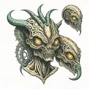 alien face tattoo design idea