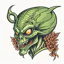 alien face tattoo design idea