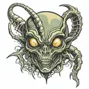 alien face tattoo design idea