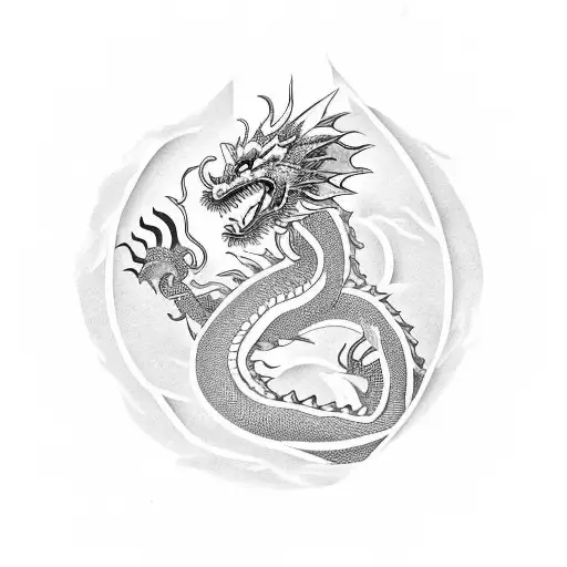 simple chinese dragon whose body is in the shape of the leo sign symbol tattoo design idea
