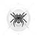 word "exit life" with a spider in the center tattoo design idea
