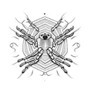 word "exit life" with a spider in the center tattoo design idea