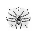 word "exit life" with a spider in the center tattoo design idea