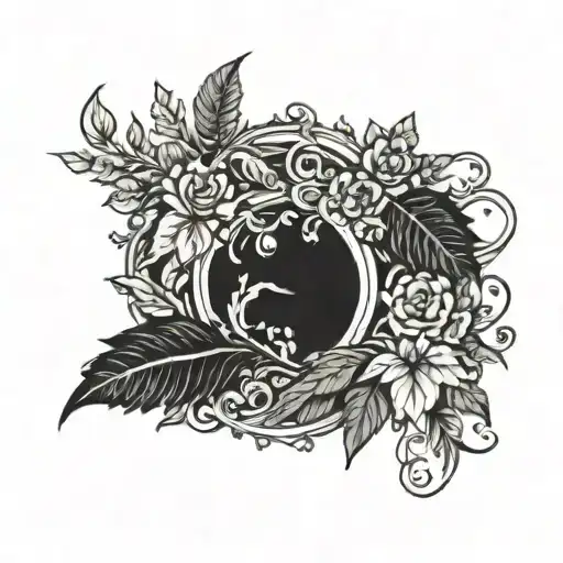 wreath circle frame leaf ornate   tattoo design idea