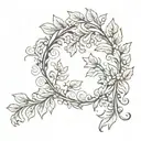 wreath circle frame leaf ornate   tattoo design idea