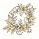 wreath circle frame leaf ornate   tattoo design idea