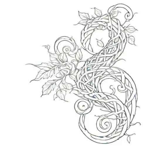 A tattoo of a double helix viper with vines tattoo design idea
