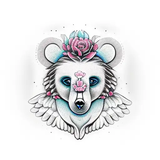 angel bear face tattoo design idea