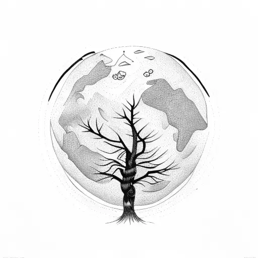 3 trees and 3 earth sign symbols united in love tattoo design idea