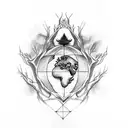 Tree with the roots in an upside down triangle Earth sign symbol tattoo design idea