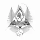 Tree with the roots in an upside down triangle Earth sign symbol tattoo design idea