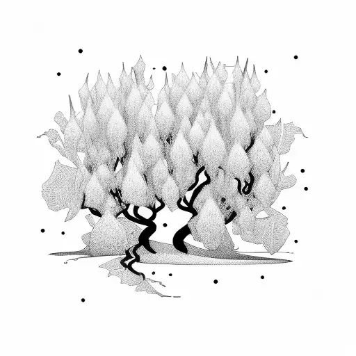 willow tree with fairies tattoo design idea